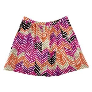 TRINA TURK 100% Silk Chevron Mini Skirt‎ • 2 • pink, orange, black, beige